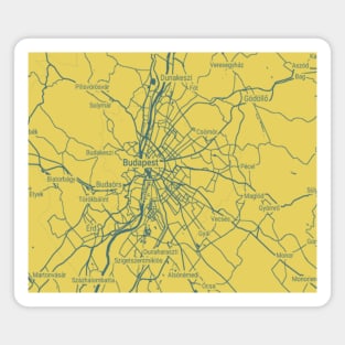 Budapest yellow map Magnet